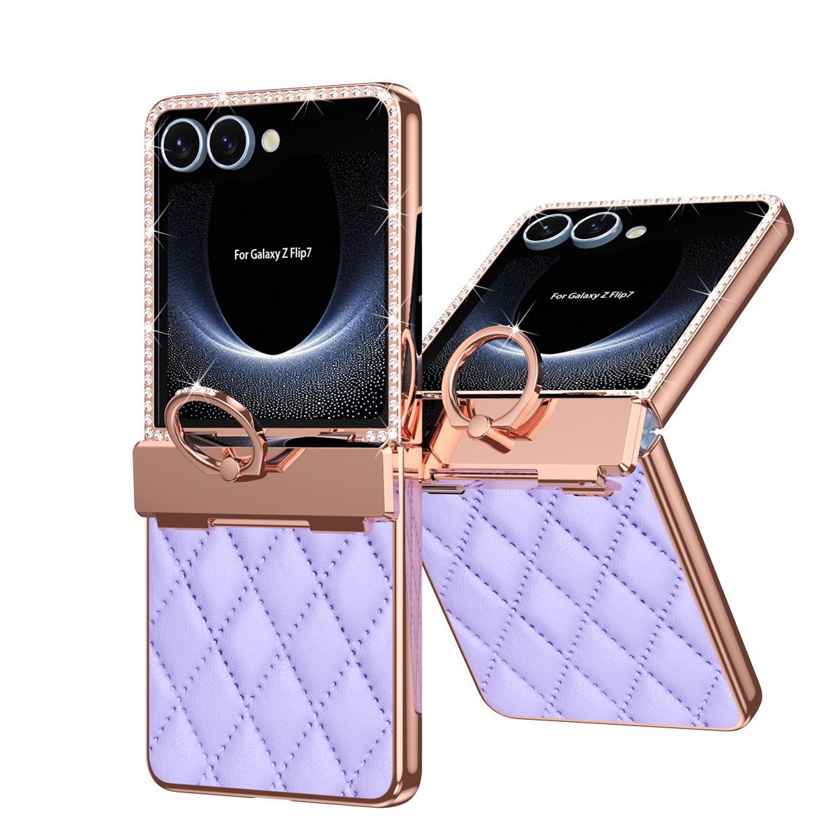 Flip Leather Case - Luxury Flash Diamond Plain Leather For