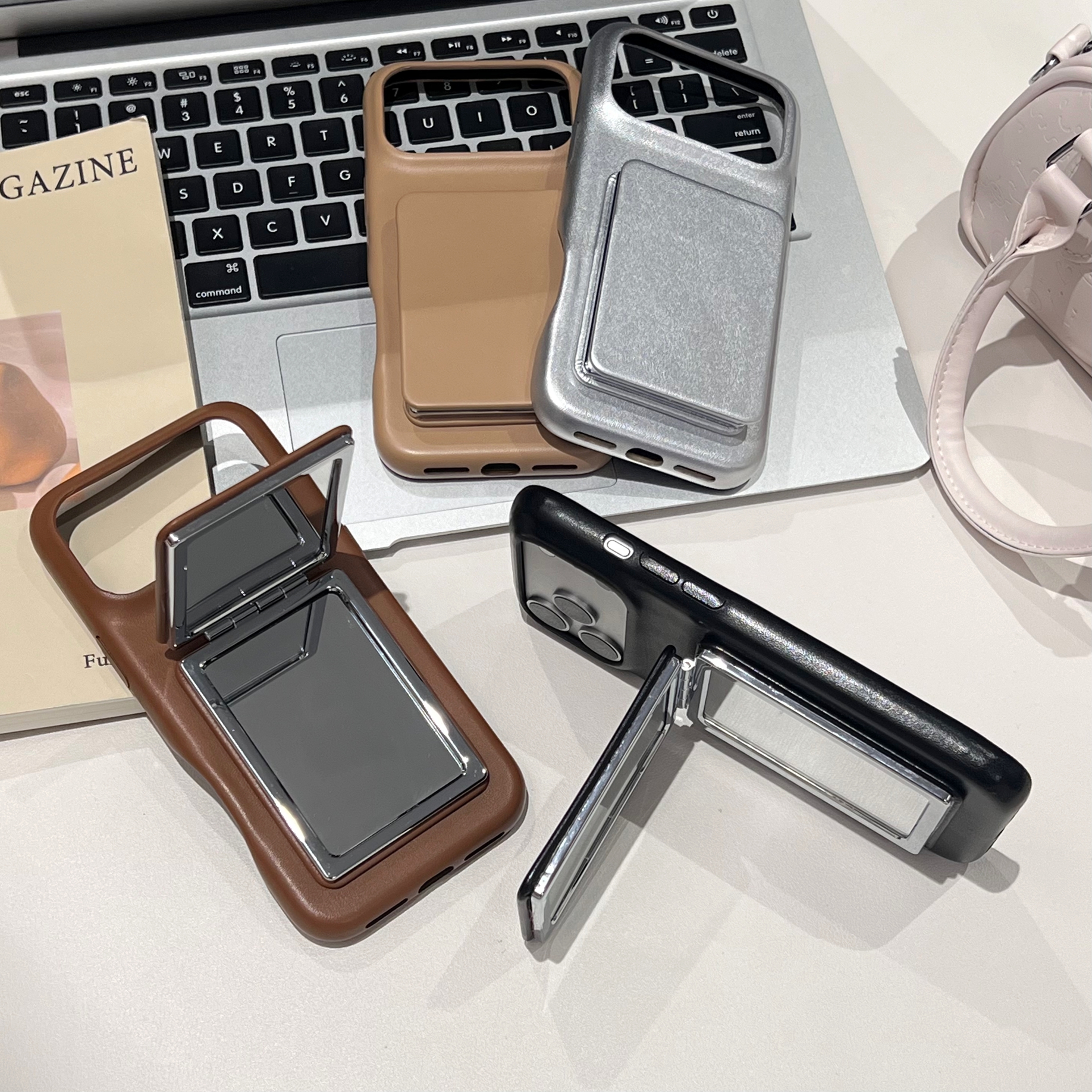 Flip Leather Case - Fashion Retro Maillard Dark Color Leather