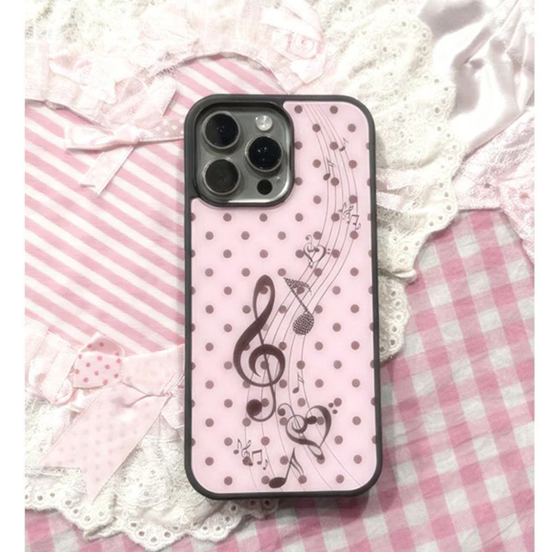 Phone Cases Pink - Korean ins Pink Brown Polka Dot