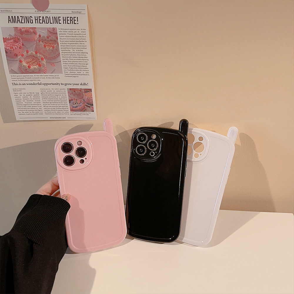 Phone Cases Korean - Korean Solid Colors Antenna Design Soft