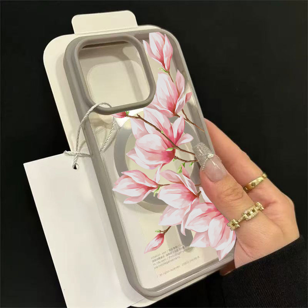 Phone Cases Hard - Fashion Flower Magnetic Phone Case For