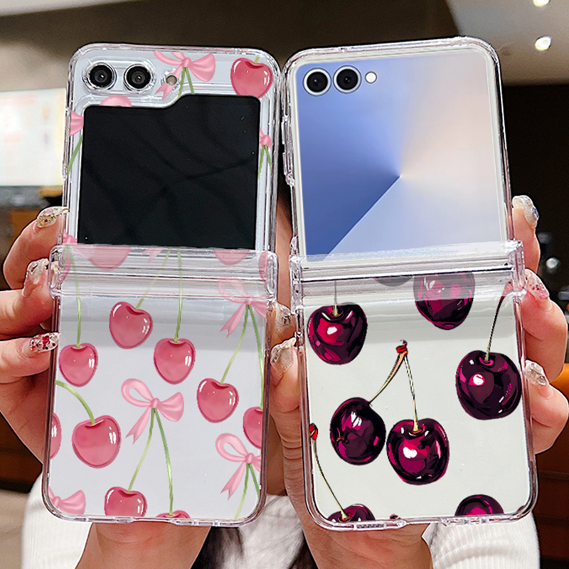 Phone Cases Z Flip 5 - Pink Cherry Printed Phone Case For