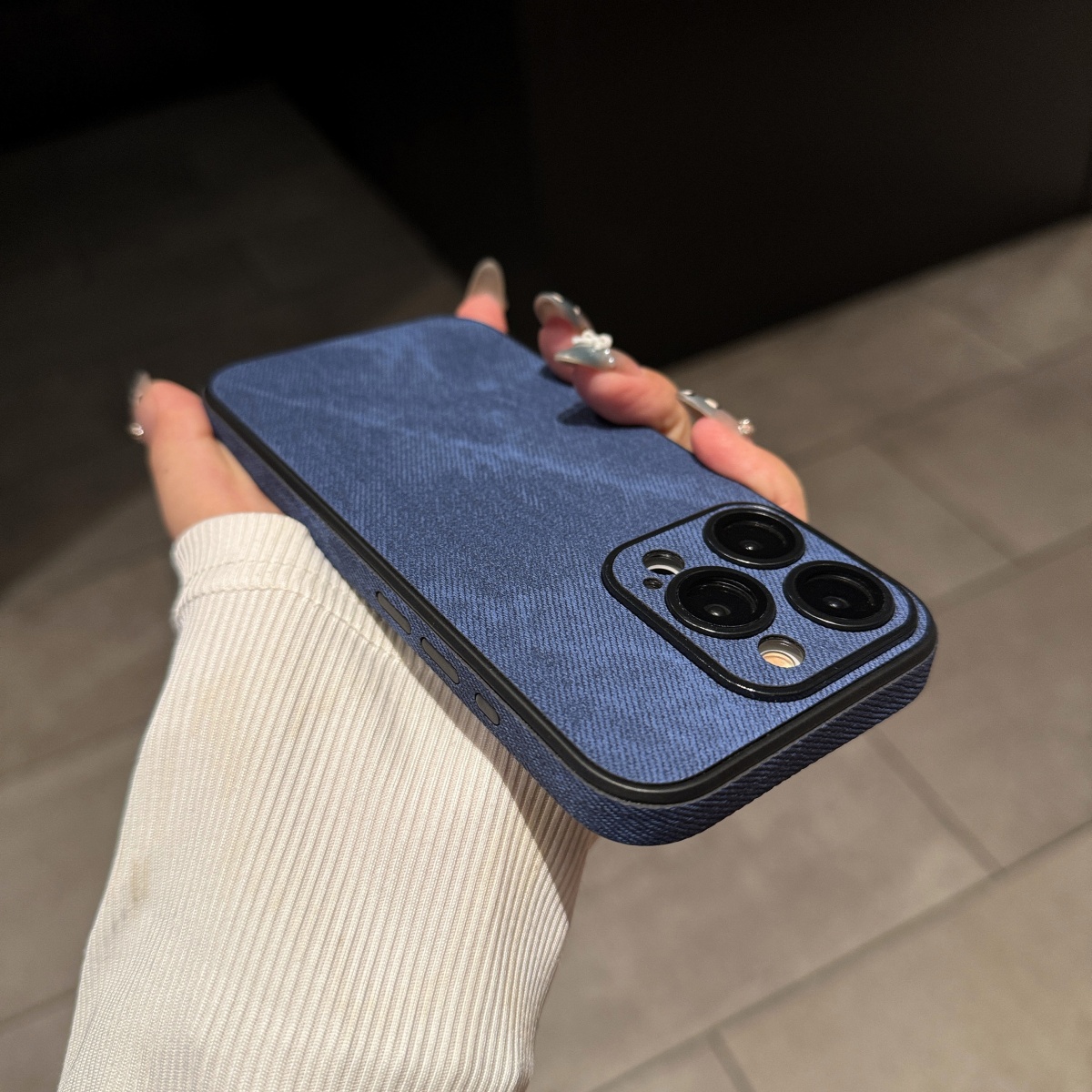 Phone Cases That Cover The Camera - Luxury Vintage Washed Color Cowboy Fabric