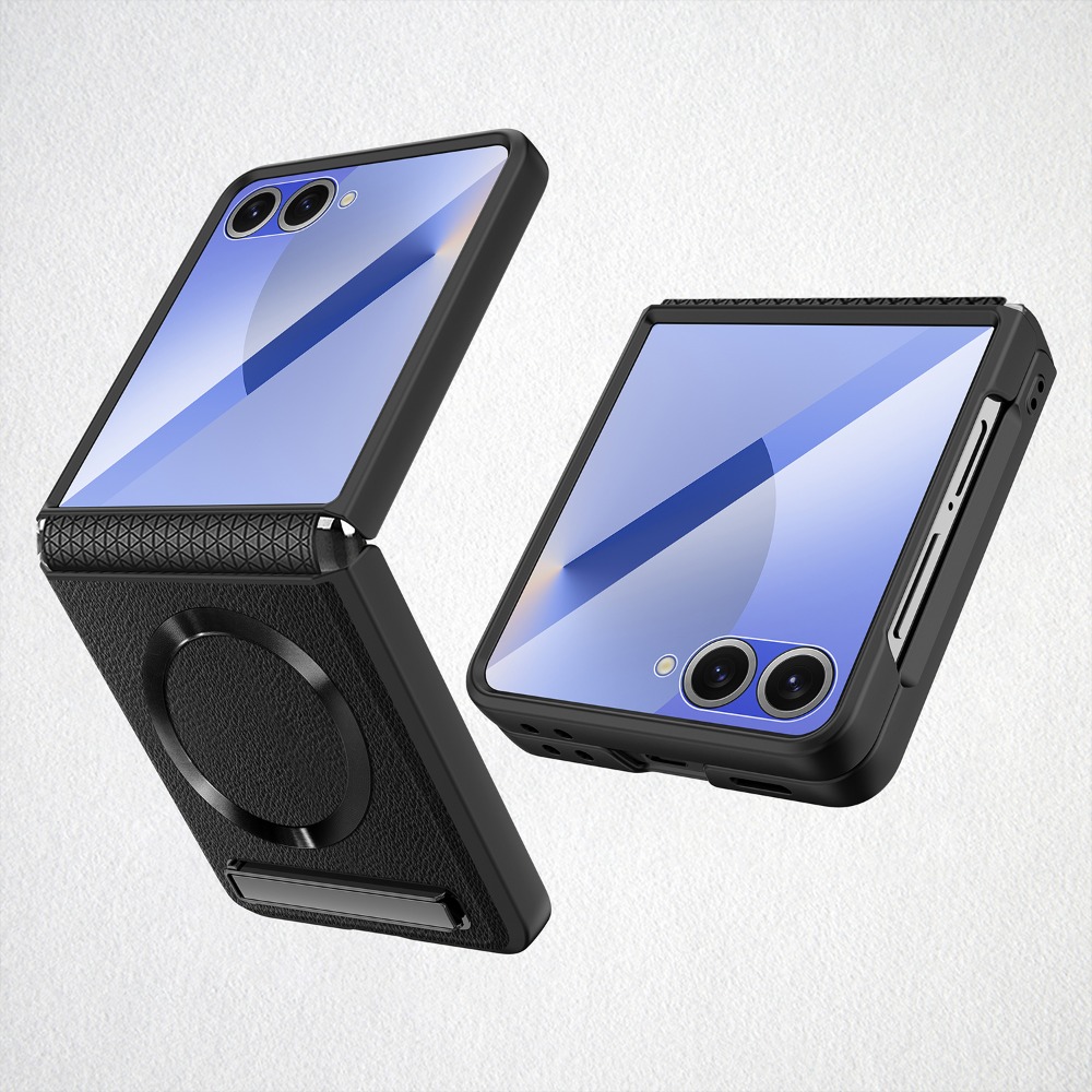 Flip Leather Case - Magnetic Wireless Charging Kickstand Phone Case