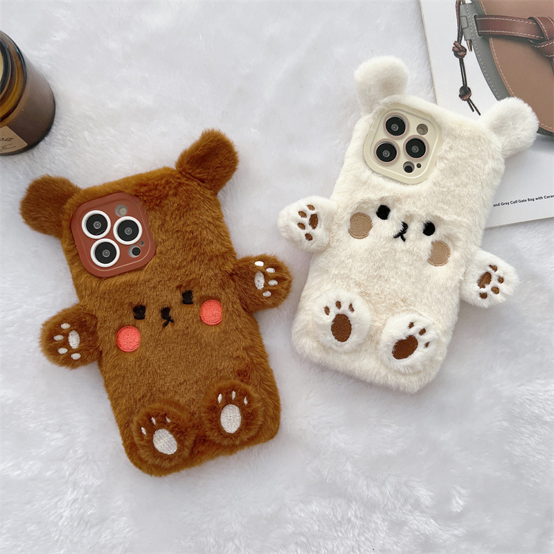 Korean 3D Cartoon Bear Fluffy  - đánh giá và giá Phone Cases Iphone 17 Pro
