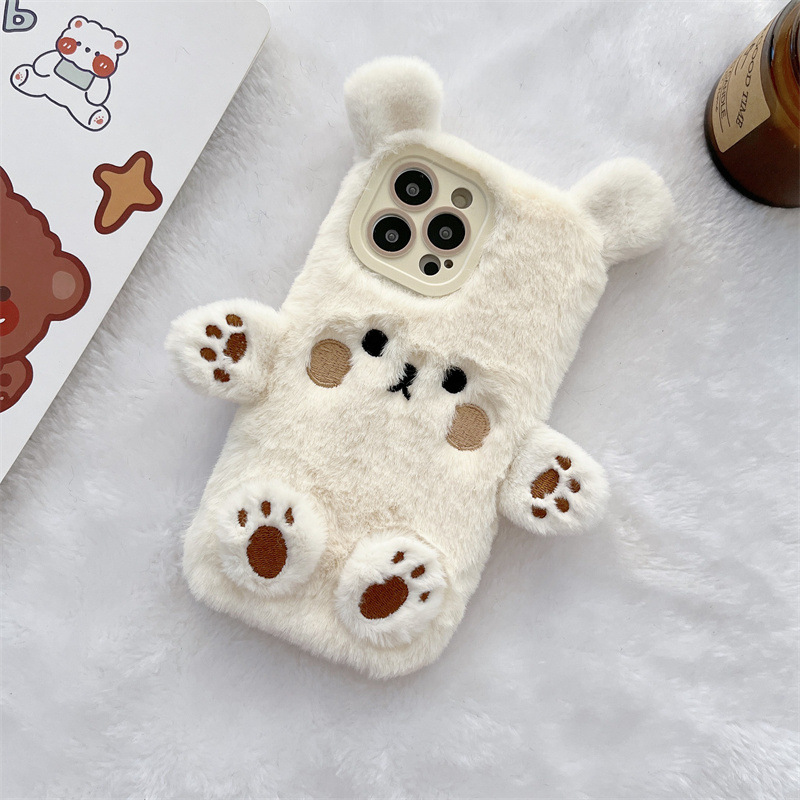 Korean 3D Cartoon Bear Fluffy  - đánh giá và giá Phone Cases Iphone 17 Pro