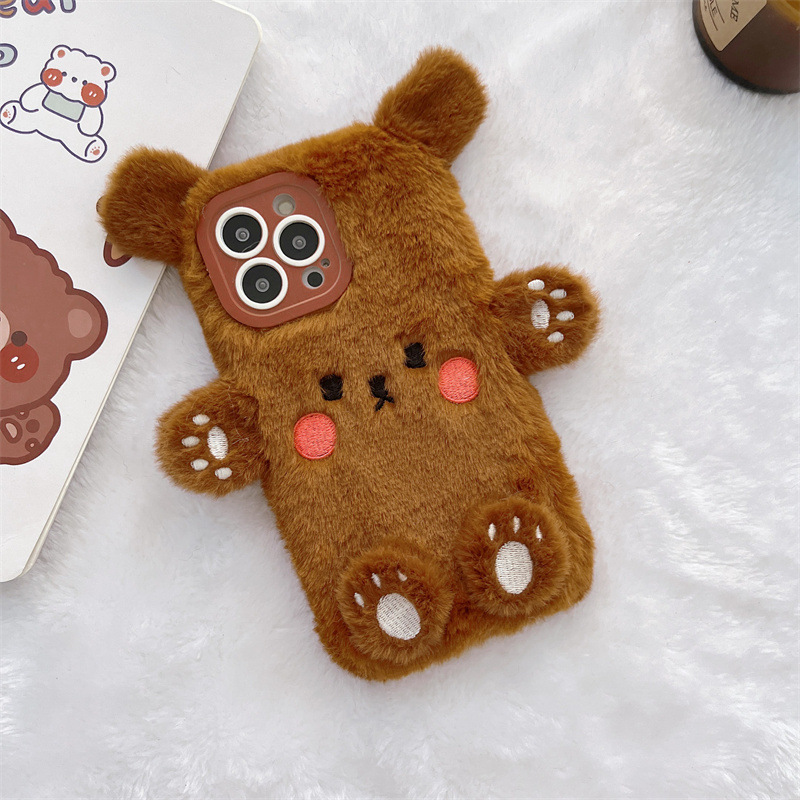 Korean 3D Cartoon Bear Fluffy  - đánh giá và giá Phone Cases Iphone 17 Pro