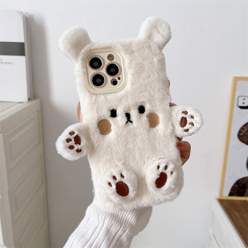 Korean 3D Cartoon Bear Fluffy  - đánh giá và giá Phone Cases Iphone 17 Pro