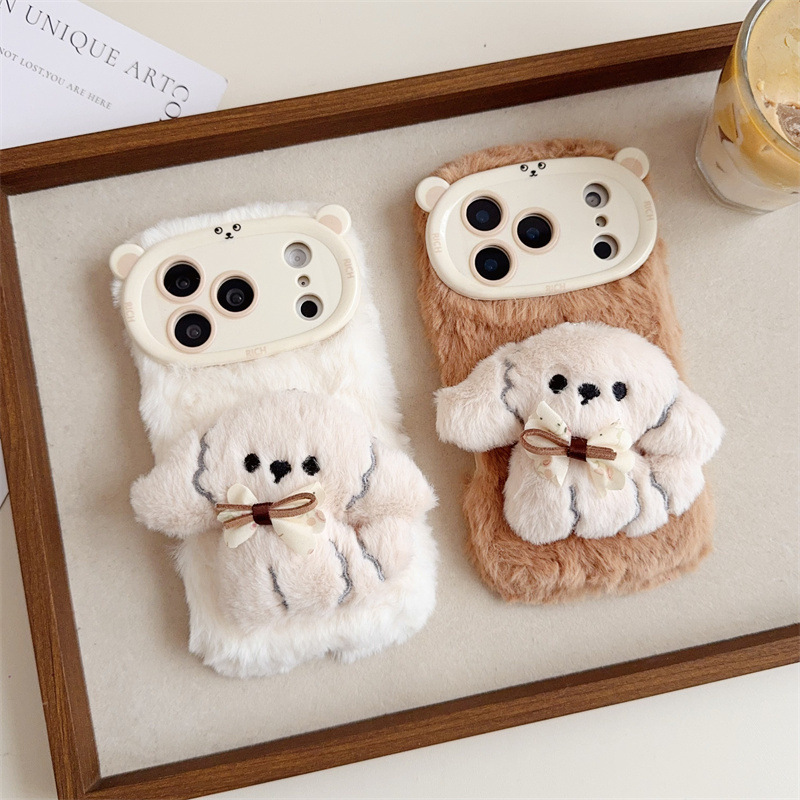 3D Cartoon Bowknot Puppy Warm  - đánh giá và giá Phone Cases Iphone 17 Pro