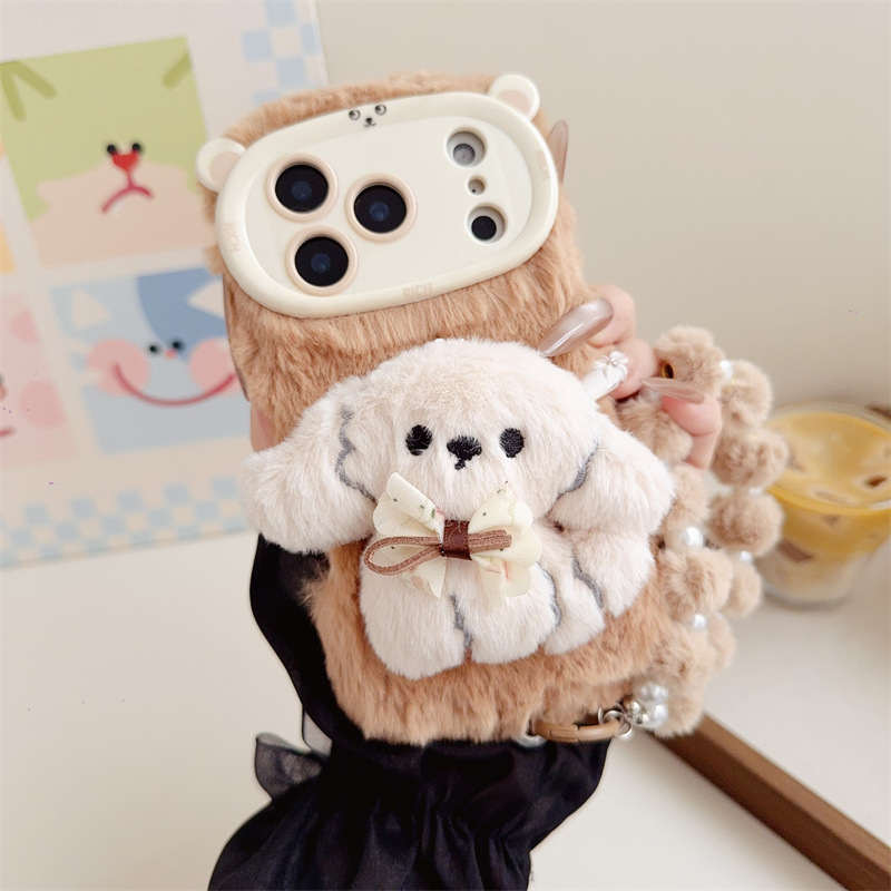 3D Cartoon Bowknot Puppy Warm  - đánh giá và giá Phone Cases Iphone 17 Pro