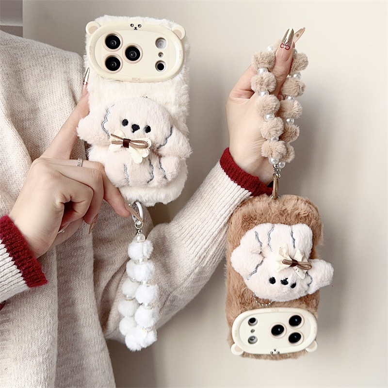 3D Cartoon Bowknot Puppy Warm  - đánh giá và giá Phone Cases Iphone 17 Pro