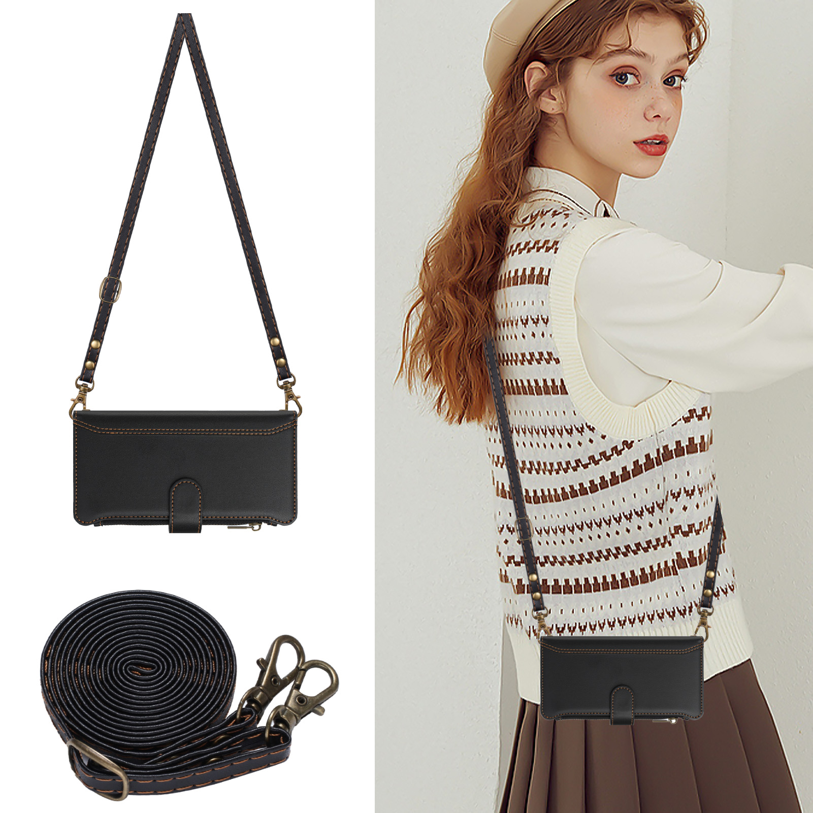 PU Leather Crossbody Flip Wall - đánh giá và giá Flip Leather Case