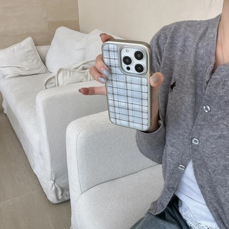 Korean Ins Epoxy Blue Plaid Pa - đánh giá và giá Phone Cases Korean