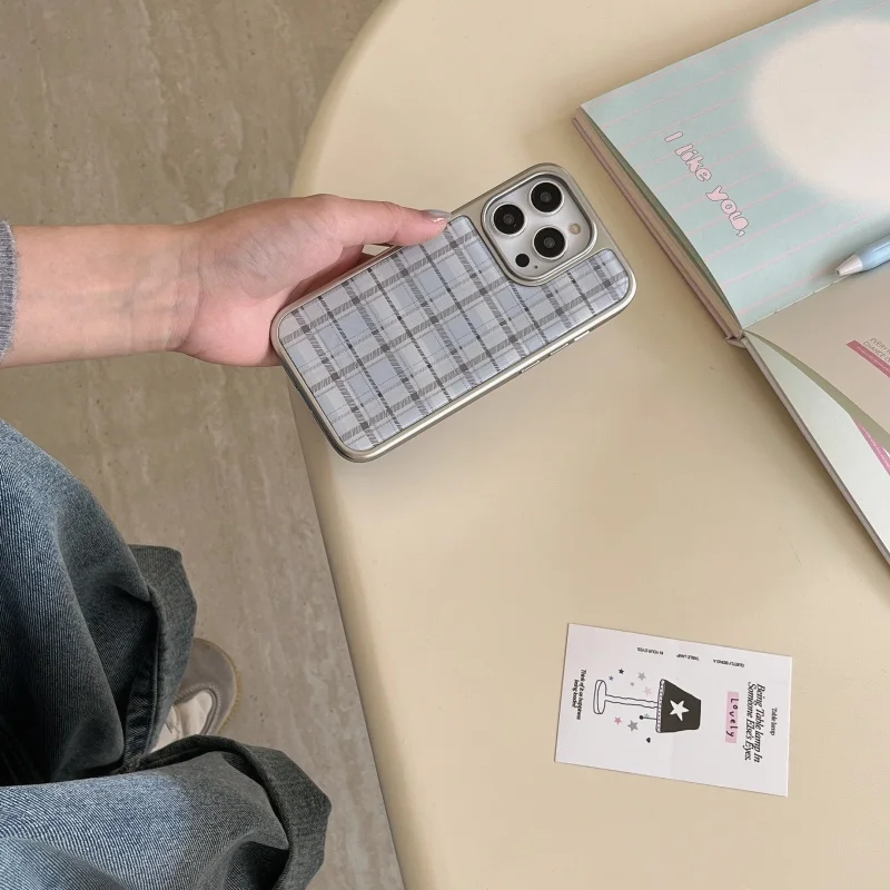 Korean Ins Epoxy Blue Plaid Pa - đánh giá và giá Phone Cases Korean