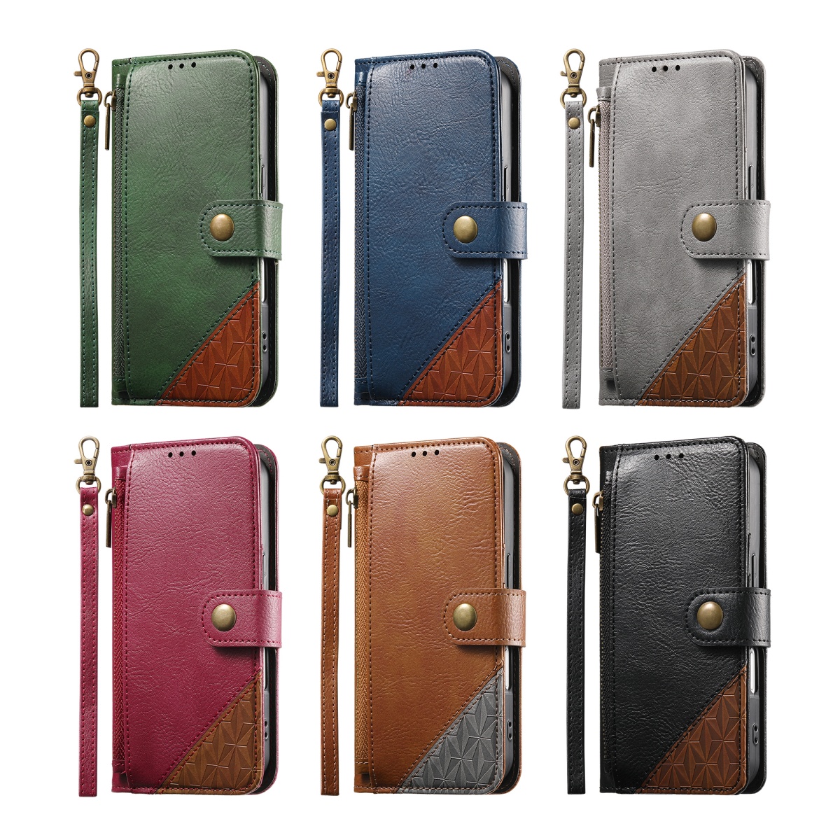 PU Leather Zipper Wrist Strap  - đánh giá và giá Flip Leather Case