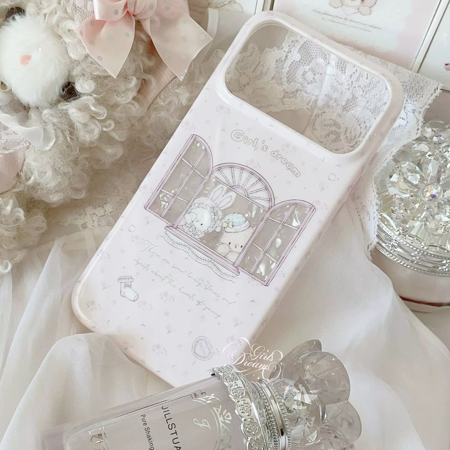 Kawaii Bunny Bear Floral Pink  - đánh giá và giá Phone Cases Girls