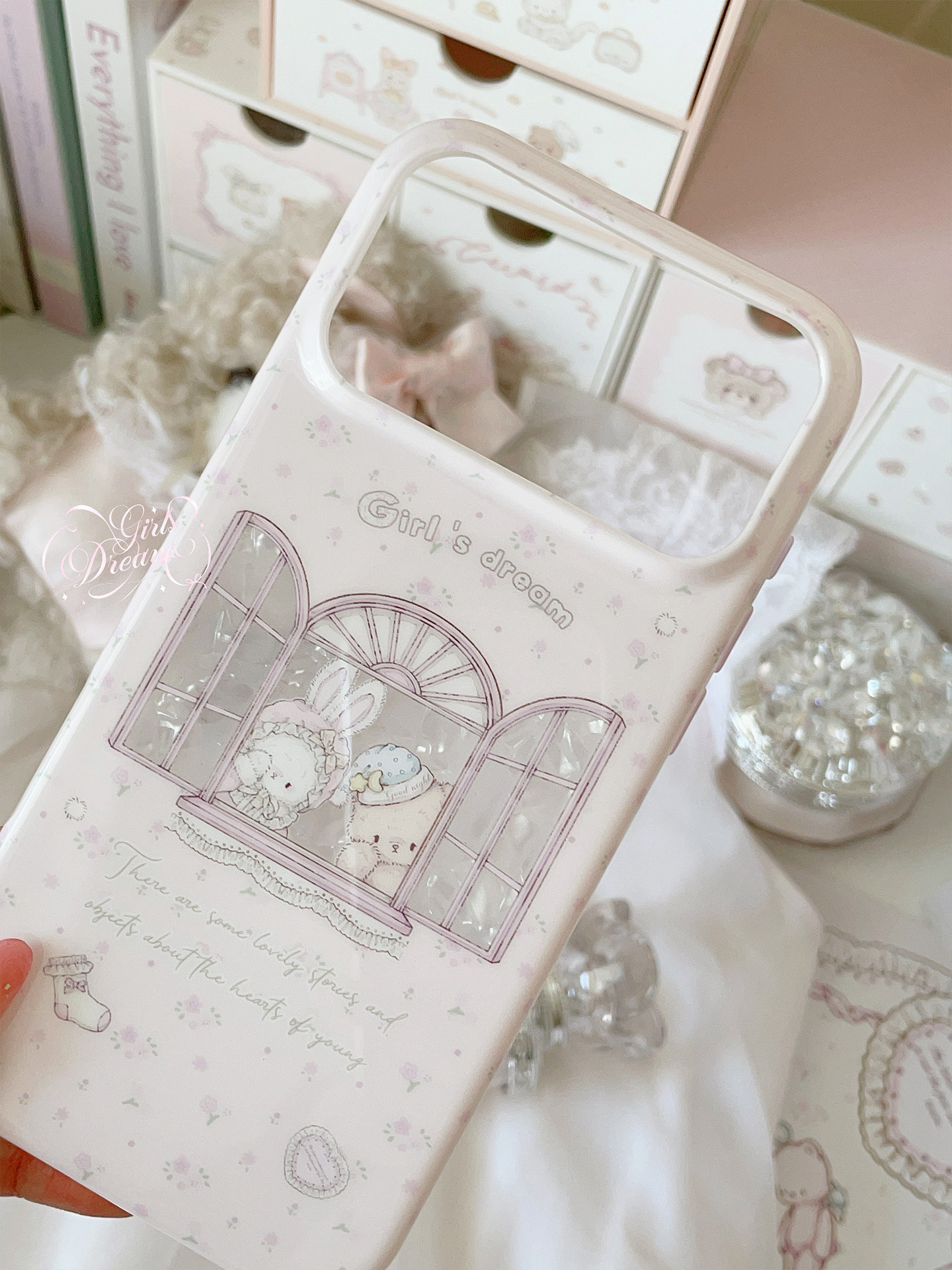 Kawaii Bunny Bear Floral Pink  - đánh giá và giá Phone Cases Girls