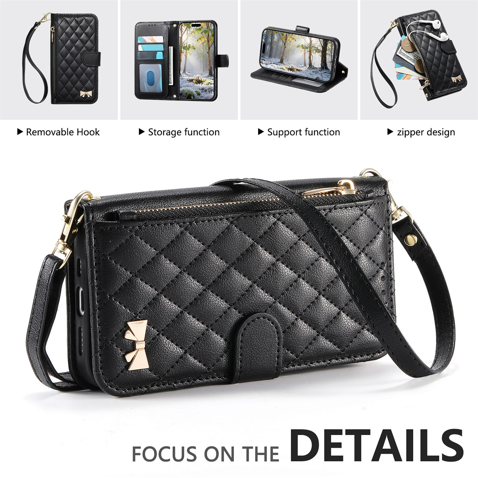 PU Leather Zipper Crossbody Wr - đánh giá và giá Flip Leather Case