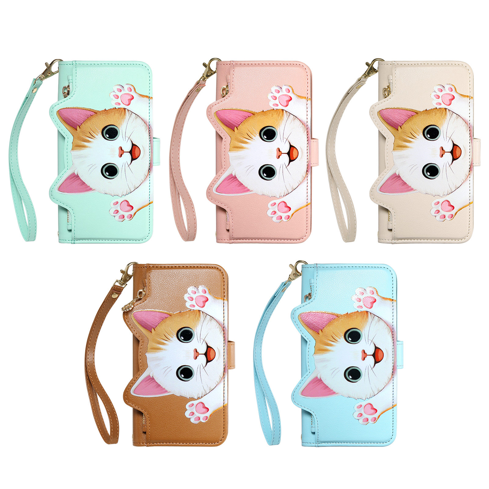 Cute Cat PU Leather Zipper Wri - đánh giá và giá Flip Leather Case