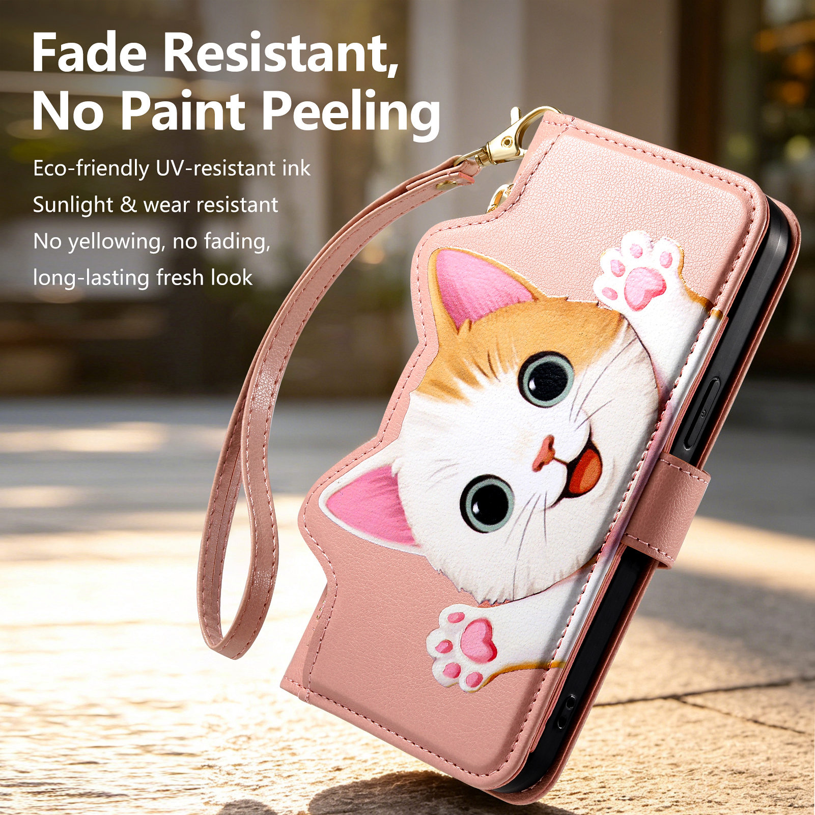 Cute Cat PU Leather Zipper Wri - đánh giá và giá Flip Leather Case