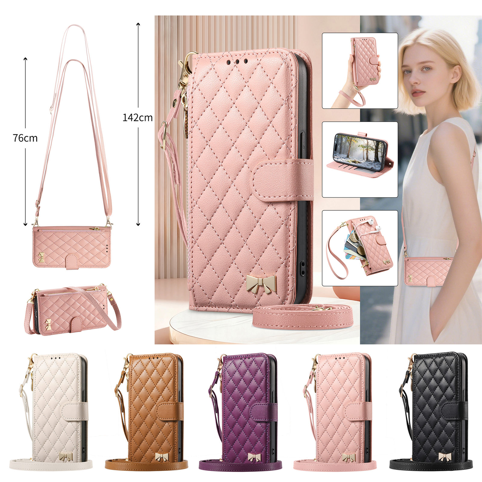 PU Leather Zipper Crossbody Fl - đánh giá và giá Flip Leather Case