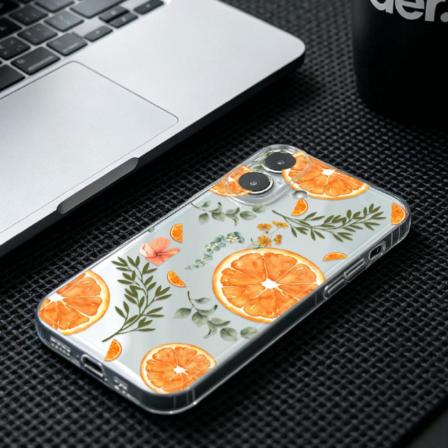 Orange Slice And Leaf Print So - đánh giá và giá Phone Cases Orange