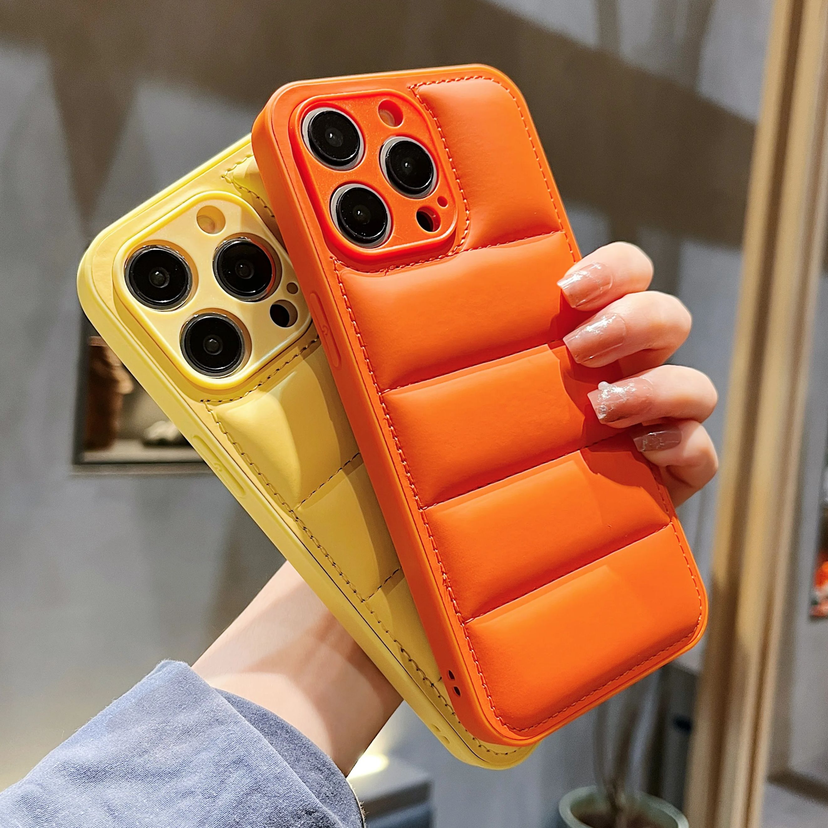 Solid Color Down Jacket Patter - đánh giá và giá Phone Cases That Cover The Camera